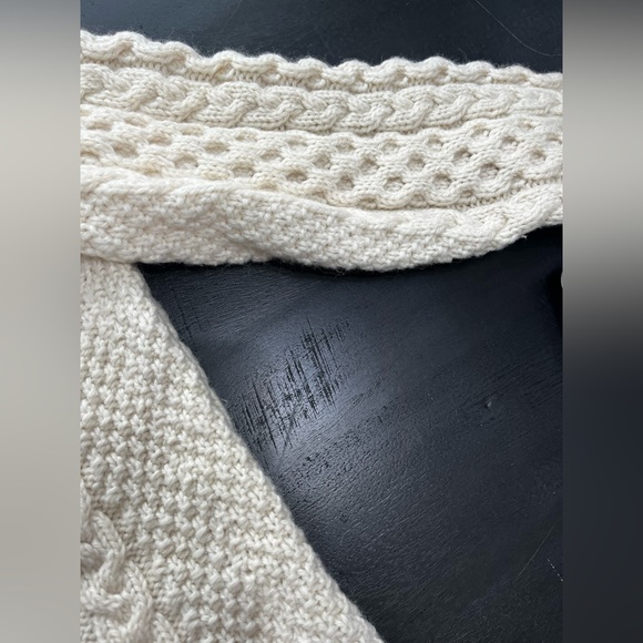 Hand Knit Wool Cable Knit Cardigan Sweater Medium Shawl Collar Cottagecore - Picture 11 of 13